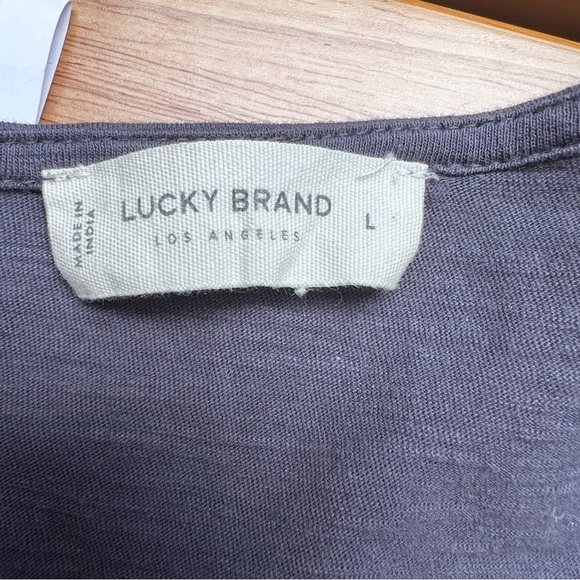 Lucky Brand Gray Cotton Embroidered Long Sleeve Top Size Large - Picture 7 of 10